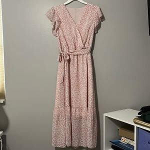 Pink Cheetah Wrap Maxi Dress